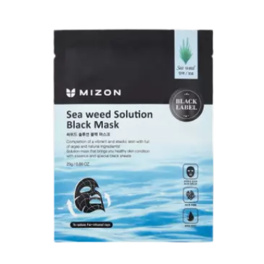 Mizon -  Mizon Sea Weed Solution Black Mask - Maska z ekstraktem z wodorostów na czarnym płacie bawełny